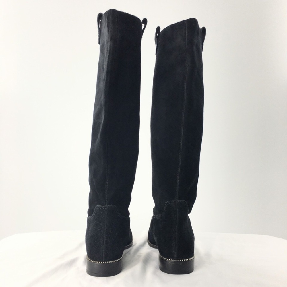 Michael Kors Womens Boot Suede Knee High Studded Black Pull On Riding Sz 7.5 - Picture 8 of 16